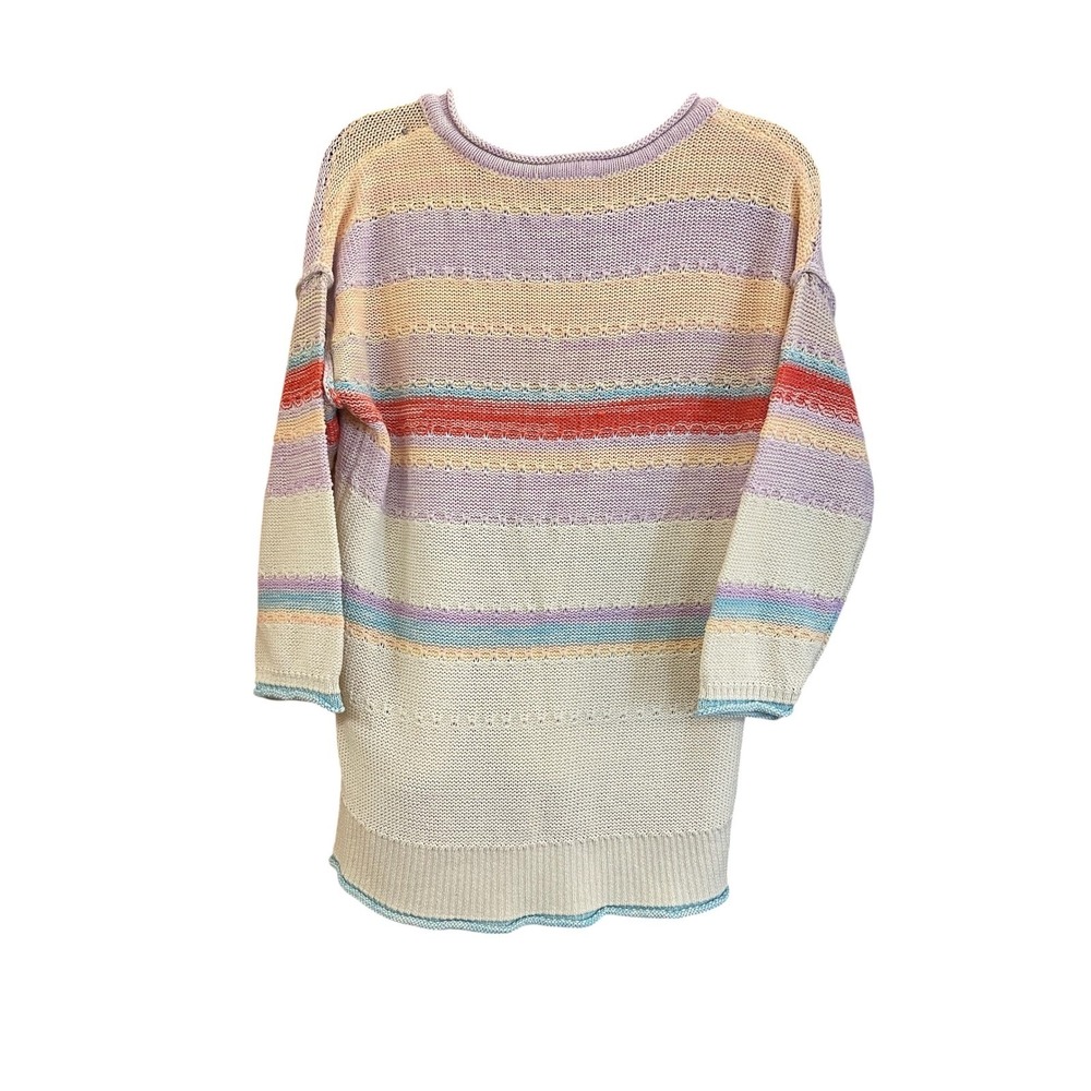 Tribal Jeans Pastel Striped V-Neck Knit Sweater 3/4 Sleeve Fisherman Coastal P/S - Picture 3 of 10